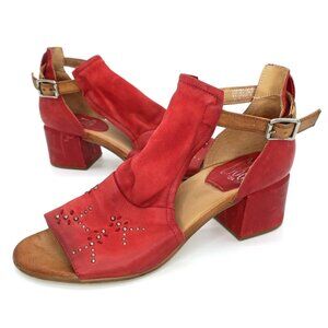 Miz Mooz Carey Red Studded Leather Sandals Open Toe Women's 41 US 9.5-10